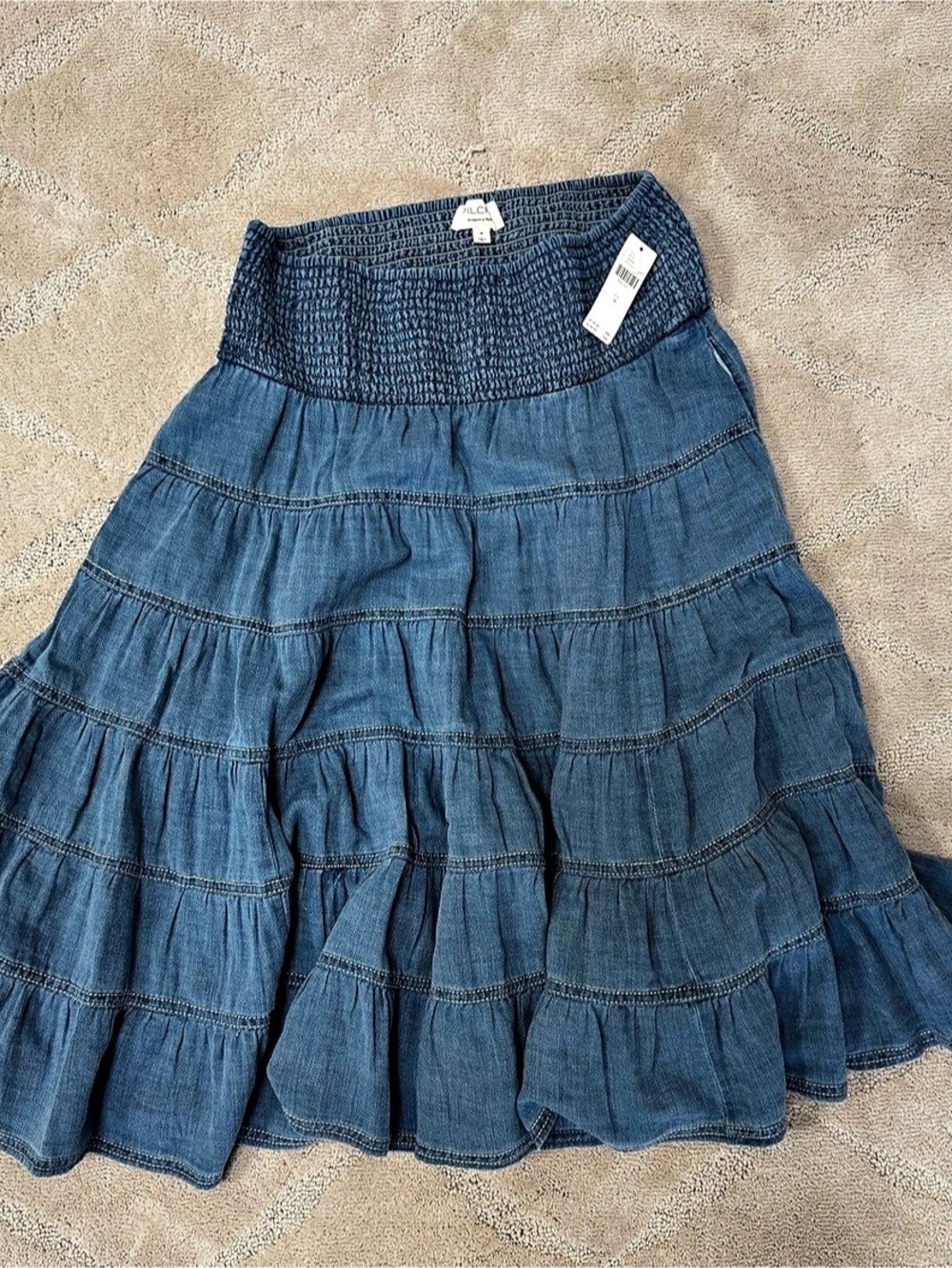 PILco Tiered Blue Maxi Skirt Size Medium NWT